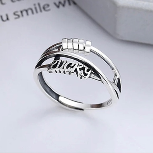 New Sterling Silver 925 lucky Anti Stress Womens Fidget Anxiety Ring - Picture 8 of 11
